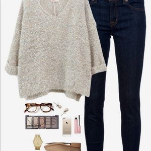 J crew large sweater blue high low